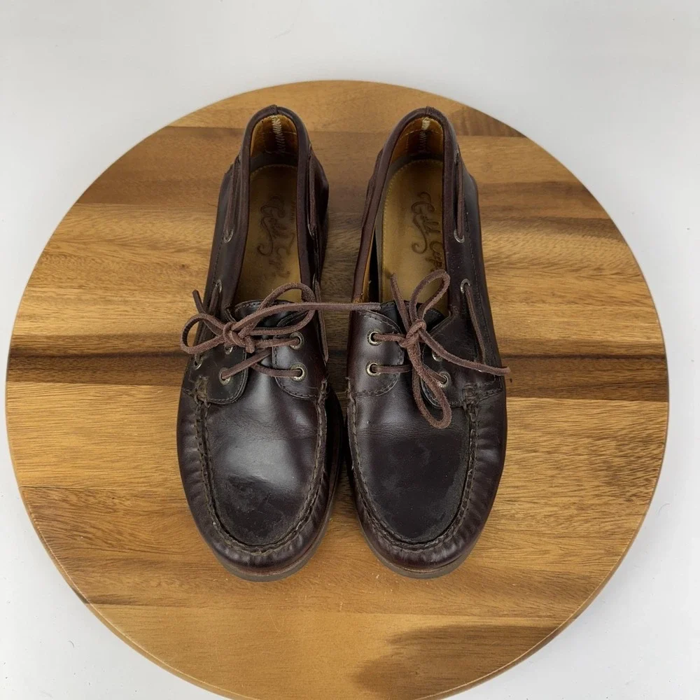 Mens Sperry Top-Sider Gold Cup 2-Eye Brown Leather Boat Deck Shoes Size 10 M GUC